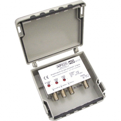 Amplificatore da palo 3 ing III+UHF 20dB  -  UHF 16dB  -  UHF 16dB 3R 105/110dBuV - Telealim. auto. - Filtro 4+5G in omaggio