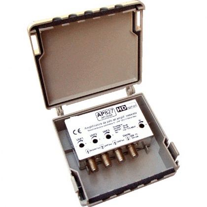 Amplificatore da palo 3 ing III+UHF 30dB  -  UHF 26dB  -  UHF 26dB 4R 112/115dBuV - Telealim. auto. - Filtro 4+5G in omaggio