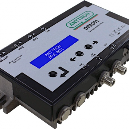 Amplificatore programmabile a filtri attivi, 4 ingressi 3x VHF/UHF, 1x FM, 32 cluster, >55dB/131dBμV - ANTTRON