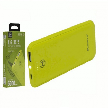 Power bank 5000mA 5V  Super Slim Giallo Verde