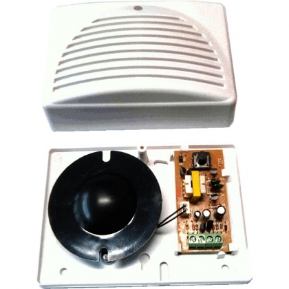 Sirena ad alta potenza bitonale con contenitore ABS bianco - Alimentazione 12V DC