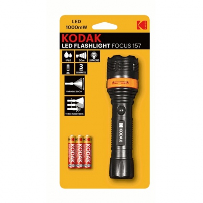 Torcia LED FOCUS con LED ultra luminoso da 1000mW - Zoom variabile - 3 modi di illuminazione