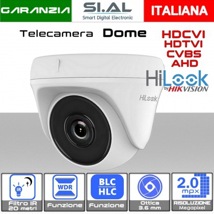 Telecamera Dome 2MP con ottica fissa da 3.6 mm per esterno IP66