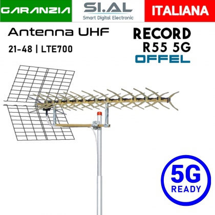 Antenna UHF OFFEL Record 55 elementi direttiva in alluminio 5G Ready