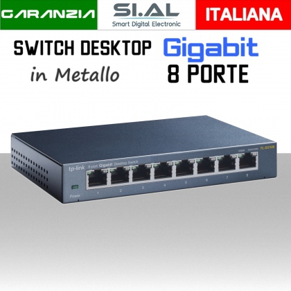Switch Ethernet 8 porte Gigabit Lan in metallo modello Desktop tp-link
