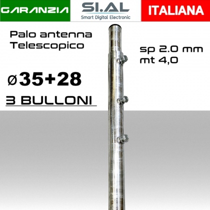 Palo telescopico per antenna rinforzato 4 metri spessore tubi 2 mm