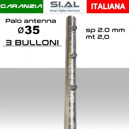 Palo antenna singolo 2 metri diametro ø 35 spessore 2 mm 