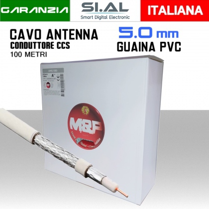 Cavo antenna TV 5 mm in bobina 100 metri CCS e PVC bianco Messi e Paoloni AMG500E