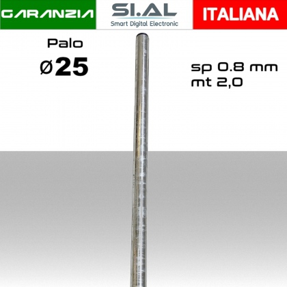 Palo antenna singolo 2 metri diametro ø 25 spessore 0.8 mm