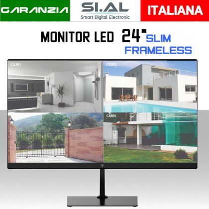 Monitor Led 24 pollici Full HD senza cornice VGA e HDMI basso consumo 