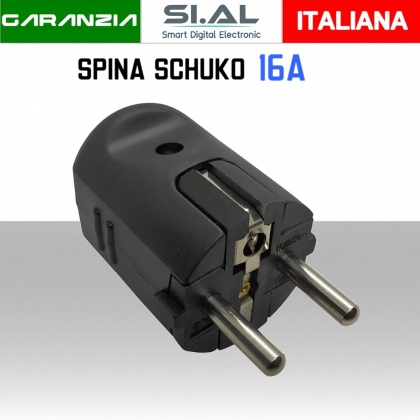 Spina Schuko nera volante per presa tedesca tensione 16A 250 V