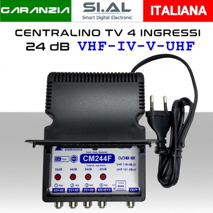 Centralino antenna TV da interno 4 ingressi BIII-IV-V-UHF ( 40/42 )  24dB serie Elar CM244F
