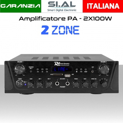 Amplificatore audio 200W bluetooth radio mp3 sistema audio 2 zone (4ohm,8ohm)