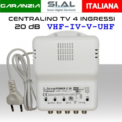 Centralino antenna TV da interno 4 ingressi BIII-IV-V-UHF (34/36) 20dB serie CE1280L-5G