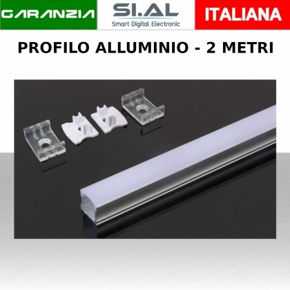 Profilo in Alluminio per Strip LED Colore Silver Copertura Satinata  SKU-3354