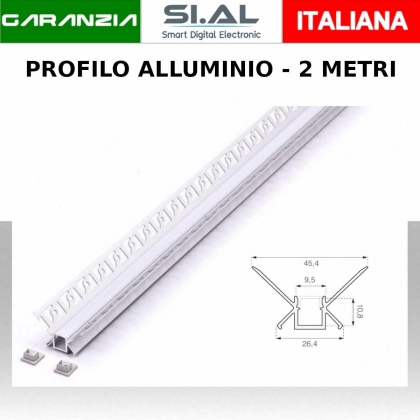 Profilo Alluminio ad Incasso per Cartongesso Angolare Interno