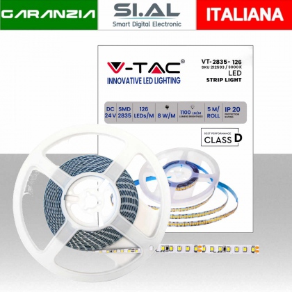 Strip LED 8W/m 120 LED/m 24V 3000K IP20 10mm 1100LM/m