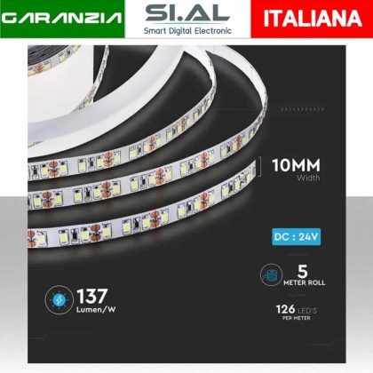 Strip LED 8W/m 120 LED/m 24V 4000K IP20 10mm - 1100 Lumen/m