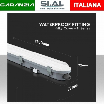 Plafoniera LED 36W 120cm Copertura Satinata 4000K IP65