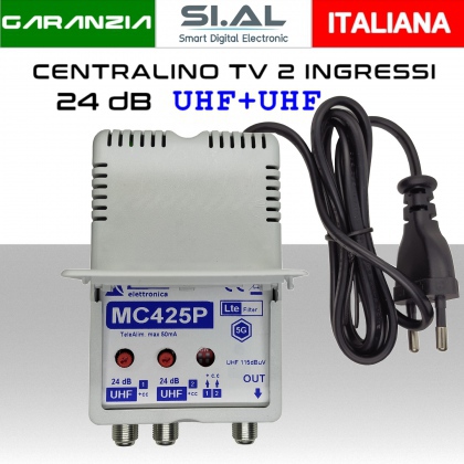 Centralino antenna TV da interno 2 ingressi UHF -UHF 24dB serie Elar MC425P