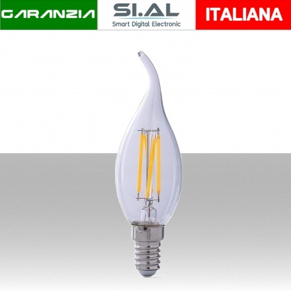 Lampadina LED E14 4W Candela a Fiamma Filamento Incrociato 2700K