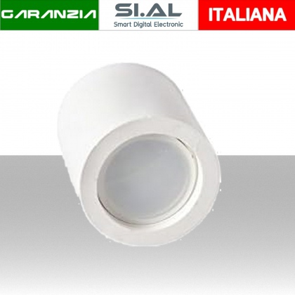 Portafaretto LED Montaggio a Plafone Rotondo GU10 e GU5.3 (MR16) Corpo in Gesso Bianco