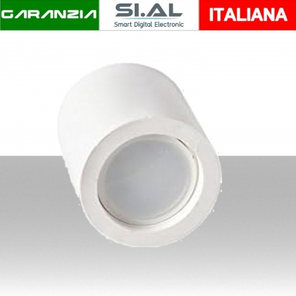 Portafaretto LED Montaggio a Plafone Rotondo GU10 e GU5.3 (MR16) Corpo in Gesso Bianco