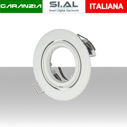 Portafaretto LED da Incasso Rotondo GU10 e GU5.3 (MR16) Colore Bianco Orientabile