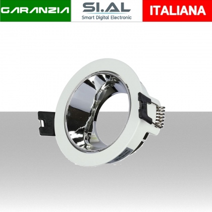 Portafaretto LED da Incasso GU10 Rotondo Colore Bianco con Supporto Orientabile Cromato