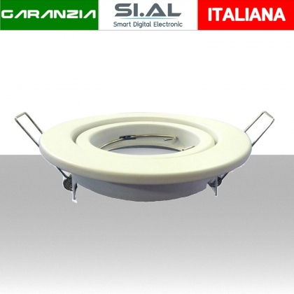 Portafaretto LED da Incasso Rotondo GU10 e GU5.3 (MR16) Colore Bianco Orientabile