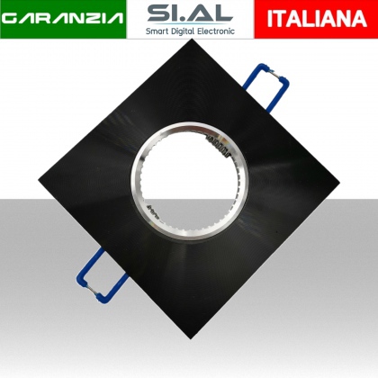 Porta lampadina quadrato per GU10 ad incasso colore nero. Confezione da 2 pezzi