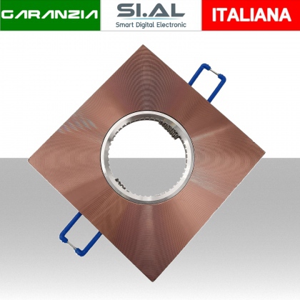 Porta lampadina quadrato per GU10 ad incasso colore marrone. Confezione 2Pz