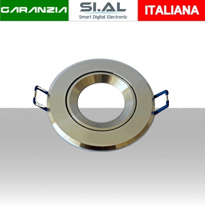 Porta lampadina GU10 ad incasso colore argento. Confezione da 2 pezzi