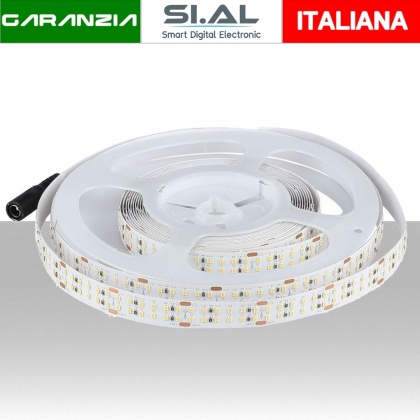 Strip LED SMD2216 30W/m 5m 360 LED/m con Connettore Jack 2.1 da 24V CRI>95 4000K IP20 14mm