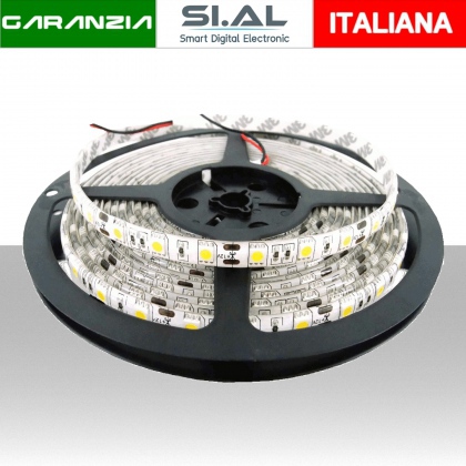 Striscia LED 6000K - 5050 - 24V 14.4W/m - IP65 - 60LED/m - 18 Lumen/LED - Bianco Puro