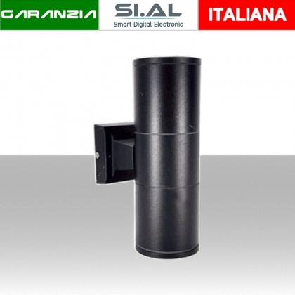 Applique a parete Nero per esterno versione elegante. Supporta 2 lampadina GU10