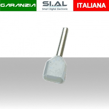 Puntalini per cavo da 2x0.5mmq - Colore Bianco - Confezione 100Pz