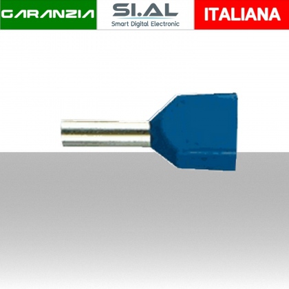 Puntalini per cavo da 2x0.75mmq - Colore Blu - Confezione 100Pz