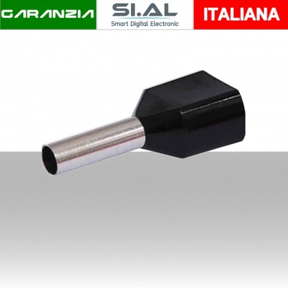 Puntalini per cavo da 2x1.5mmq - Colore Nero - Confezione 100Pz