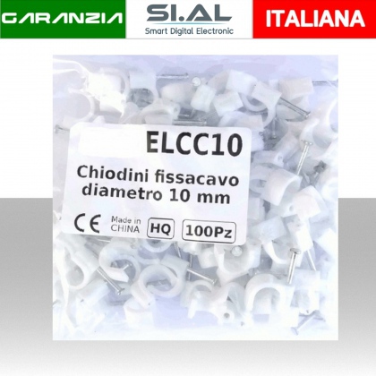 200 Clip Per Cavi 8 Mm E 10 Mm – Fascette Fermacavo Con Chiodi, Per Gestione Fili Ethernet, Elettrici, Altoparlanti, Bianche - 2