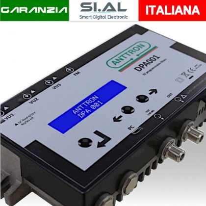 Amplificatore programmabile a filtri attivi, 4 ingressi 3x VHF/UHF, 1x FM, 32 cluster, >55dB/131dBμV - ANTTRON