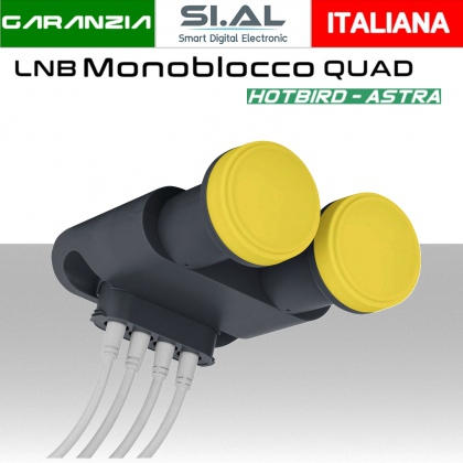 Lnb Monoblocco 4 uscite Dual Feed satelliti Hotbird - Astra convertitore IDdigital LNB 249