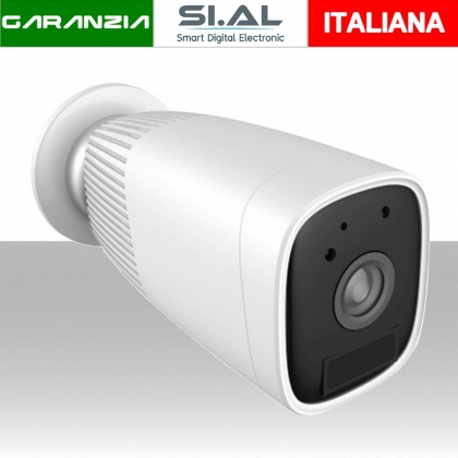 Telecamera Bianca a Batteria WiFi - Audio/Video - Visione 110 gradi - Risoluzione 2MPX - IR 10m. - Slot per TF Card