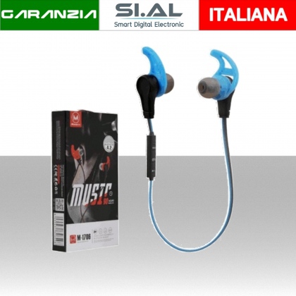 Auricolare SPORT stereo Bluetooth Blu con microfono