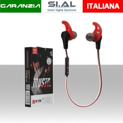 Auricolare SPORT stereo Bluetooth Rosso con microfono