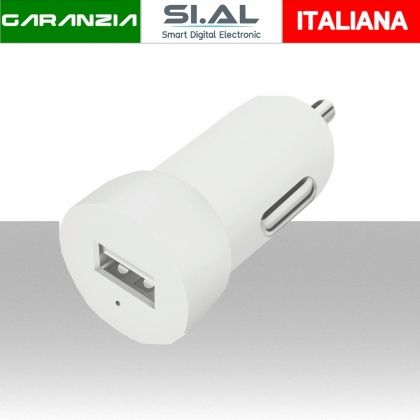 Caricabatterie da auto ad alta corrente con uscita USB 5V 2A - Bianco