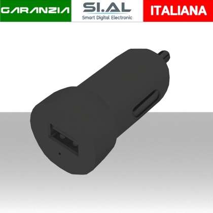 Caricabatterie da auto ad alta corrente con uscita USB 5V 2A - Nero