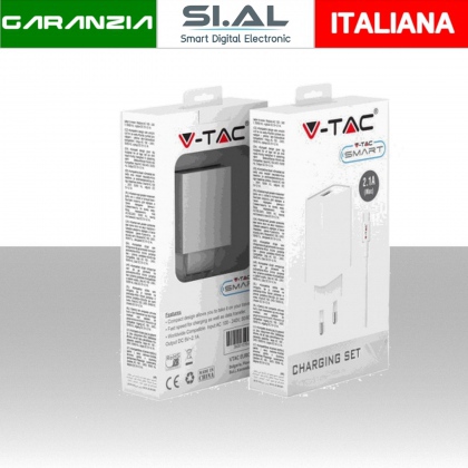 Caricatore da Viaggio con Cavo Ricarica Veloce Micro USB 2.1A Colore Bianco