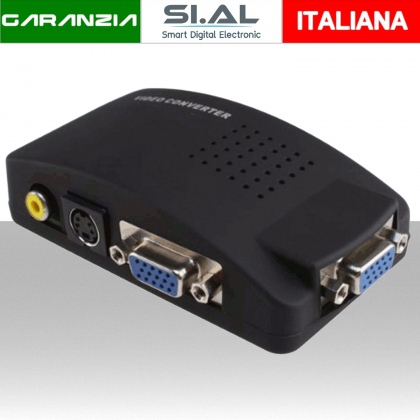 Convertitore VGA - CVBS con risoluzione 640x480, 800x600, 1024x768, 1280x1024  85Hz NTSCPAL