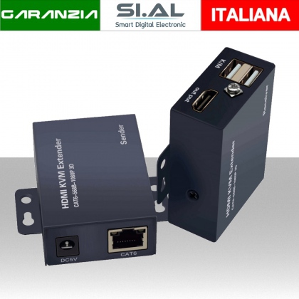 Coppia estensore HDMI su cavo ethernet CAT.6 con USB per Mouse e Tastiera